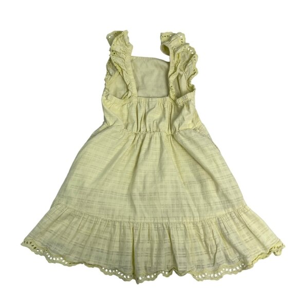 Cat & Jack Yellow Ruffled Dress With Eyelet Hem & Sleeves Sz S (6/7) - Picture 2 of 6